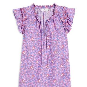 Vineyard Vines Katama Tiled Ruffled Top Ruffle Top Small